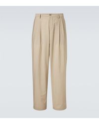 Giorgio Armani - Archivio Pleated Cotton-Blend Straight Pants - Lyst