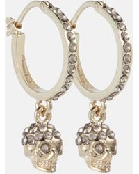 Alexander McQueen - Skull Embellished Hoop Earrings - Lyst