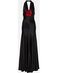 Rodarte - Floral-Applique Silk Satin Maxi Dress - Lyst