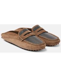 Brunello Cucinelli - Mokassins Monili Aus Veloursleder - Lyst