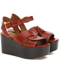 Damen Schuhe Absätze Sandaletten Chloé Leder Sandalen Candice aus Leder in Rot 