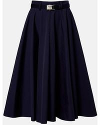 Prada - Belted Poplin Midi Skirt - Lyst