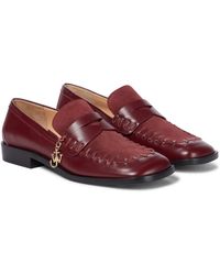 JW Anderson Leder Verzierte Slippers Chain aus Leder in Rot Damen Schuhe Flache Schuhe Schnürschuhe und Schnürstiefel 