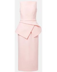 Safiyaa - Belted Crepe Midi Dress - Lyst