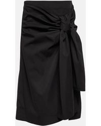 Bottega Veneta - Jupe Midi En Coton Et Soie - Lyst