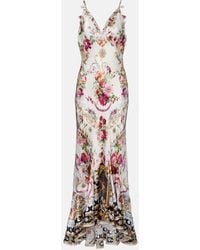 CAMILLA - Floral Silk Satin Maxi Dress - Lyst
