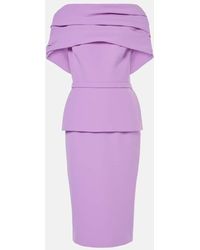 Safiyaa - Loura Draped Peplum Crepe Midi Dress - Lyst