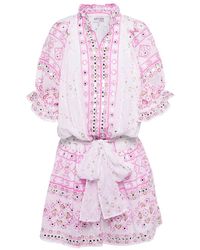 Juliet Dunn - Broderie Anglaise Cotton Minidress - Lyst