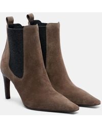 Brunello Cucinelli - Chelsea Monili Suede Ankle Boots - Lyst