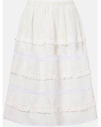 Prada - Linen Midi Skirt - Lyst