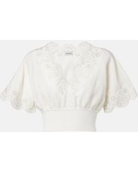 Jonathan Simkhai - Broderie Anglaise Linen-Blend Crop Top - Lyst