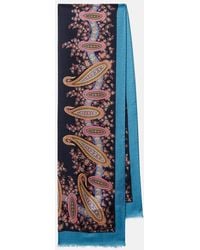 Etro - Floral Wool Cashmere And Silk Scarf - Lyst