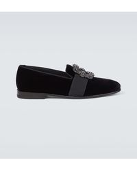 Manolo Blahnik - Verzierte Loafers Carlton Aus Samt - Lyst