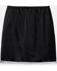 Leset - Barb Lace-Trimmed Satin Miniskirt - Lyst
