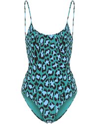 Diane von Furstenberg Gabriela Leopard-print Swimsuit - Blue