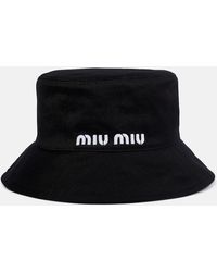 Miu Miu - Cappello da pescatore in cotone con logo - Lyst
