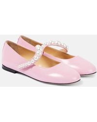 Mach & Mach - Sirene Faux Pearl Leather Mary Jane Flats - Lyst