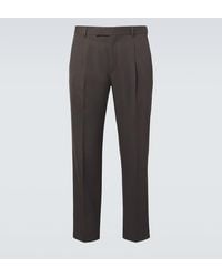ZEGNA - Cotton And Wool Straight Pants - Lyst