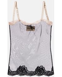 Valentino - Lace-Trimmed Sheer Mesh Camisole - Lyst