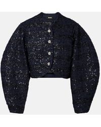 ROTATE BIRGER CHRISTENSEN - Sequined Cropped Boucle Jacket - Lyst