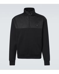 Prada - Cotton-Blend Fleece Half-Zip Sweatshirt - Lyst