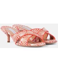 Aquazzura - Divine 50 Leather-Trimmed Mules - Lyst