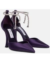 Jimmy Choo - Stevie 100 Embellished Satin Pumps - Lyst