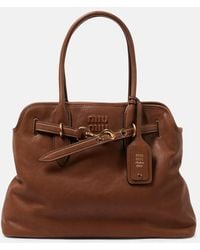 Miu Miu - Aventure Medium Leather Tote Bag - Lyst