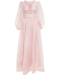 Zimmermann Exclusive To Mytheresa – Linen And Silk Organza Gown - Pink