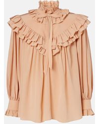Chloé - Ruffled Silk Crepe De Chine Blouse - Lyst