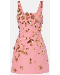 Carolina Herrera - Floral-Embellished Mini Dress - Lyst