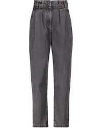 Brunello Cucinelli High-rise Tapered Jeans - Grey
