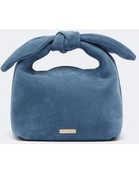 Aquazzura - Bow Tie Mini Suede Top-Handle Bag - Lyst