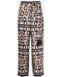 Max Mara - Brina Printed Silk Twill Wide-Leg Pants - Lyst