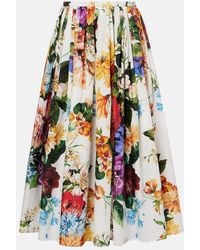 Dolce & Gabbana - High-Waisted Skirt With A Floral Bouquet Print - Lyst