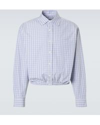 Prada - Checked Gathered Cotton Shirt - Lyst