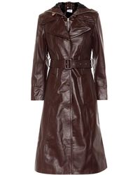 Vetements Trench in pelle con cappuccio - Marrone