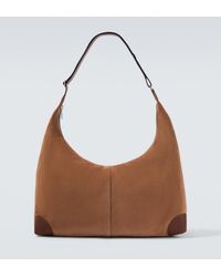 Brunello Cucinelli - Leather-Trimmed Suede Shoulder Bag - Lyst
