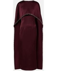 Roland Mouret - Embellished Caped Satin Crepe Midi Dress - Lyst