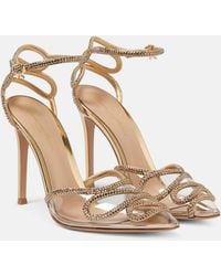 Gianvito Rossi - Embellished Leather And Pvc Sandals - Lyst
