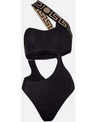Versace - Badeanzug Mit Asymmetrischer Schulterpartie Und Cut-outs - Lyst
