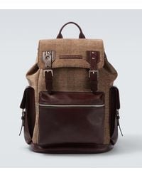 Brunello Cucinelli - Leather-Trimmed Canvas Backpack - Lyst