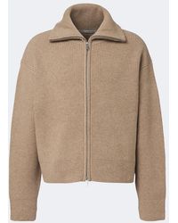 Studio Nicholson - Ribbed-Knit Wool Zip-Up Sweater - Lyst