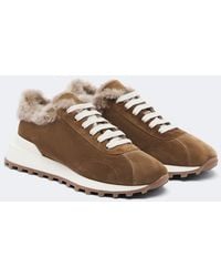 Brunello Cucinelli - Monili Shearling-Lined Suede Sneakers - Lyst