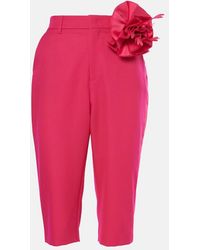 Area - Floral-Applique Wool Capri Pants - Lyst