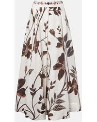 Agua Bendita - Delta Floral Linen Maxi Skirt - Lyst