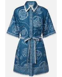 ALÉMAIS - Lucky Belted Printed Linen Shirt Dress - Lyst