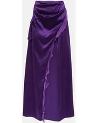 DIDU - Asymmetric Silk Satin Maxi Skirt - Lyst
