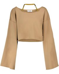 The Attico One-shoulder Cotton-blend Sweatshirt - Natural