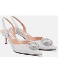 Aquazzura - Crystal Hoop 50 Glitter Slingback Pumps - Lyst